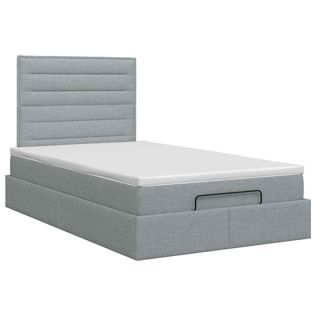 vidaXL Łóżko ottoman z materacem jasnoszary 120 x 190 cm tkanina