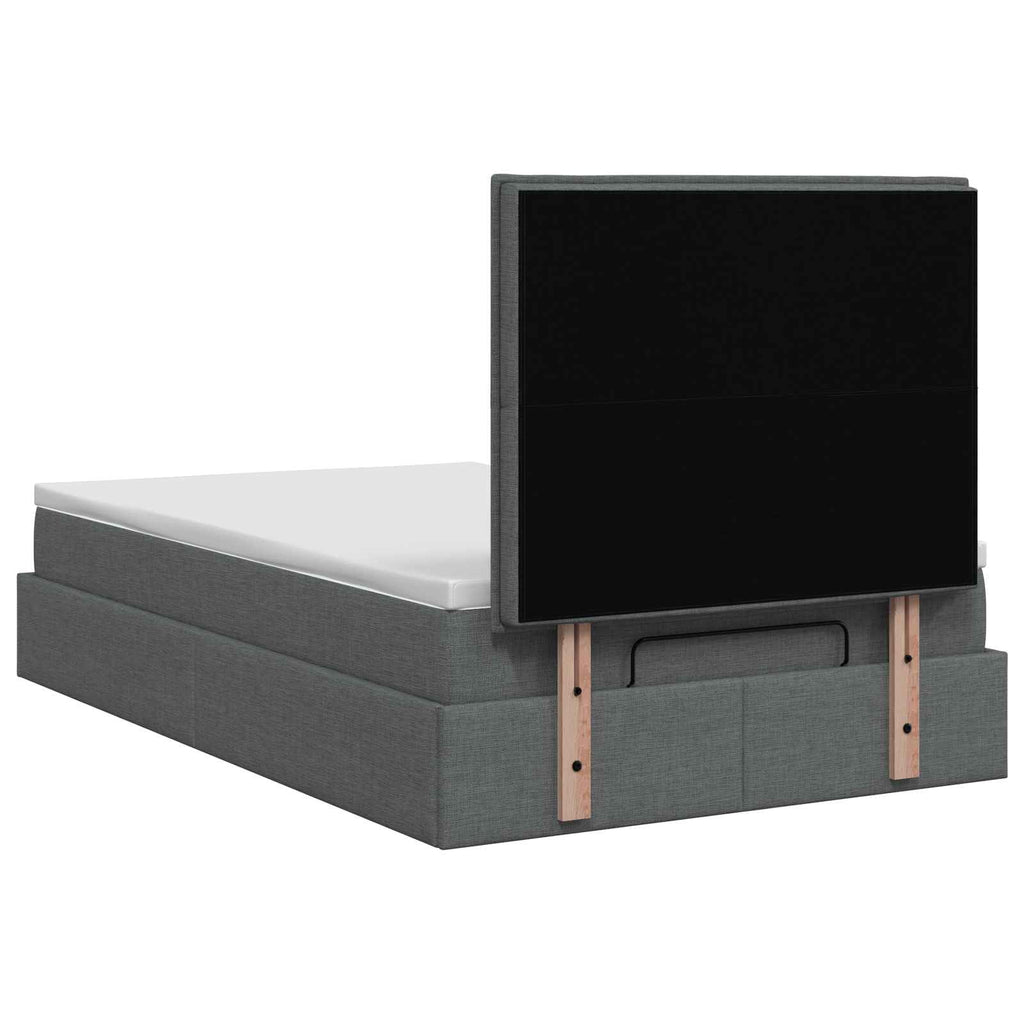 vidaXL Łóżko ottoman z materacem ciemnoszary 120 x 190 cm tkanina
