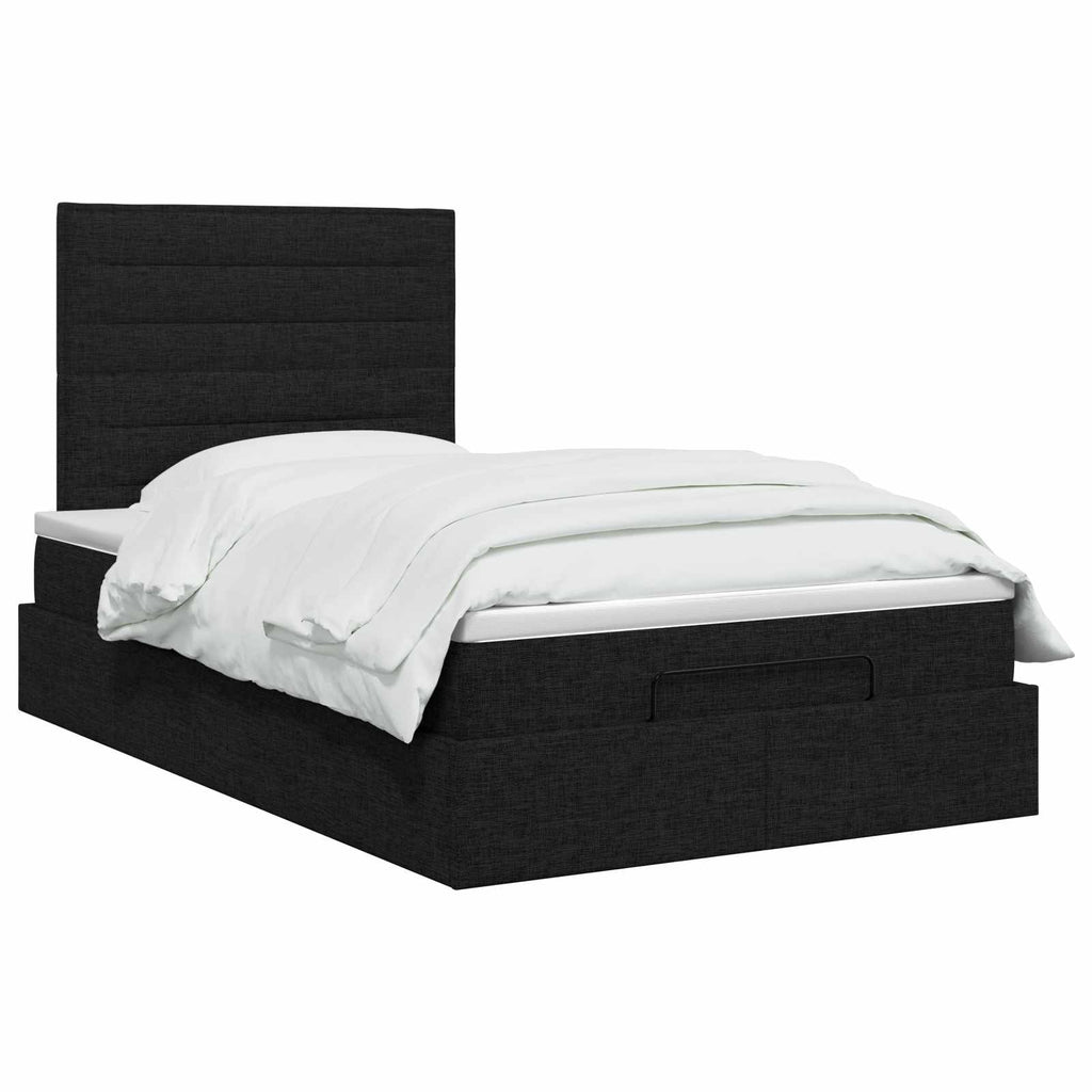 vidaXL Łóżko ottoman z materacem Czarny 120 x 190 cm tkanina