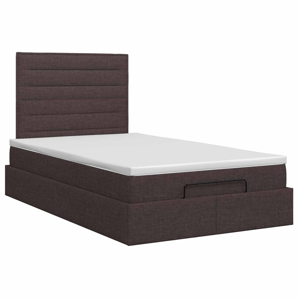 vidaXL Łóżko ottoman z materacem Ciemny brąz 120 x 190 cm tkanina
