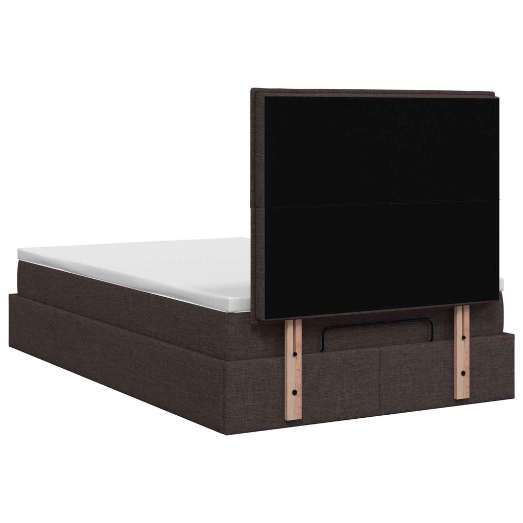 vidaXL Łóżko ottoman z materacem Ciemny brąz 120 x 190 cm tkanina