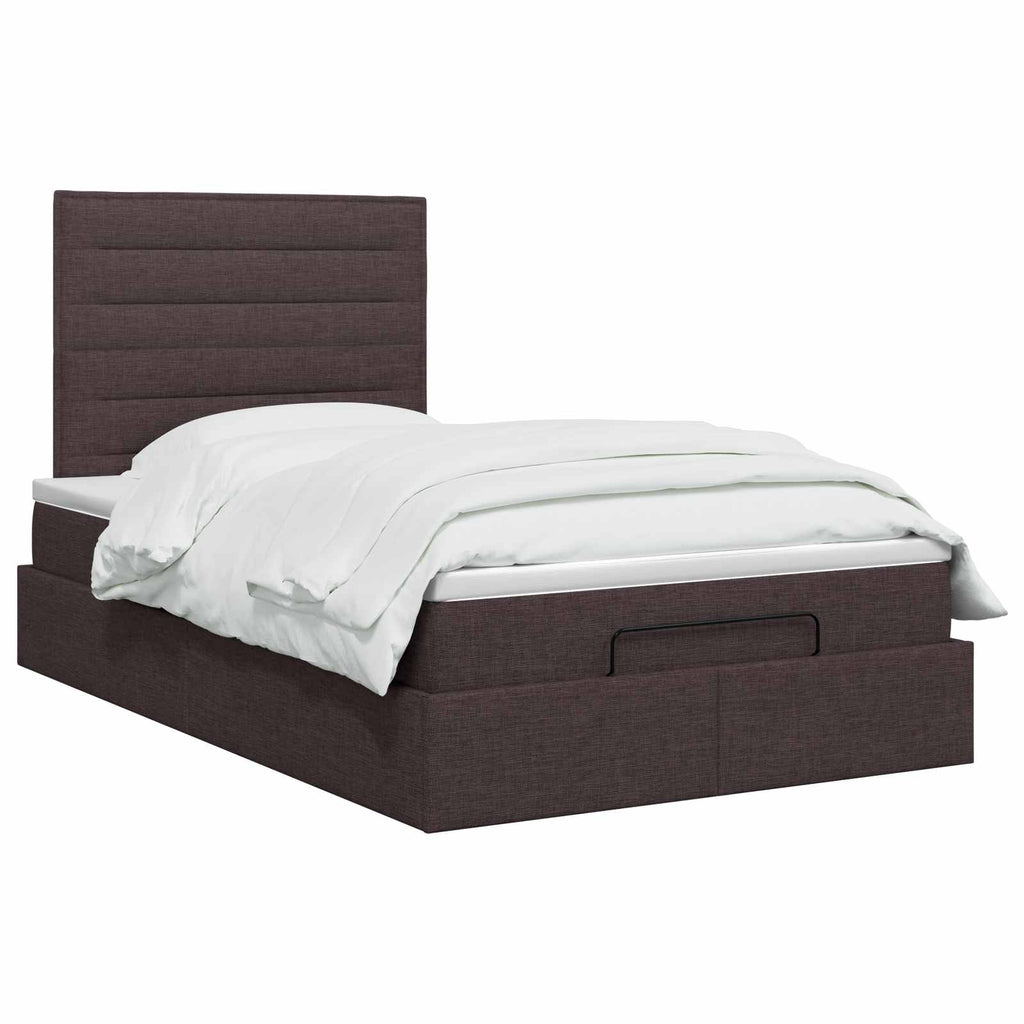 vidaXL Łóżko ottoman z materacem Ciemny brąz 120 x 190 cm tkanina
