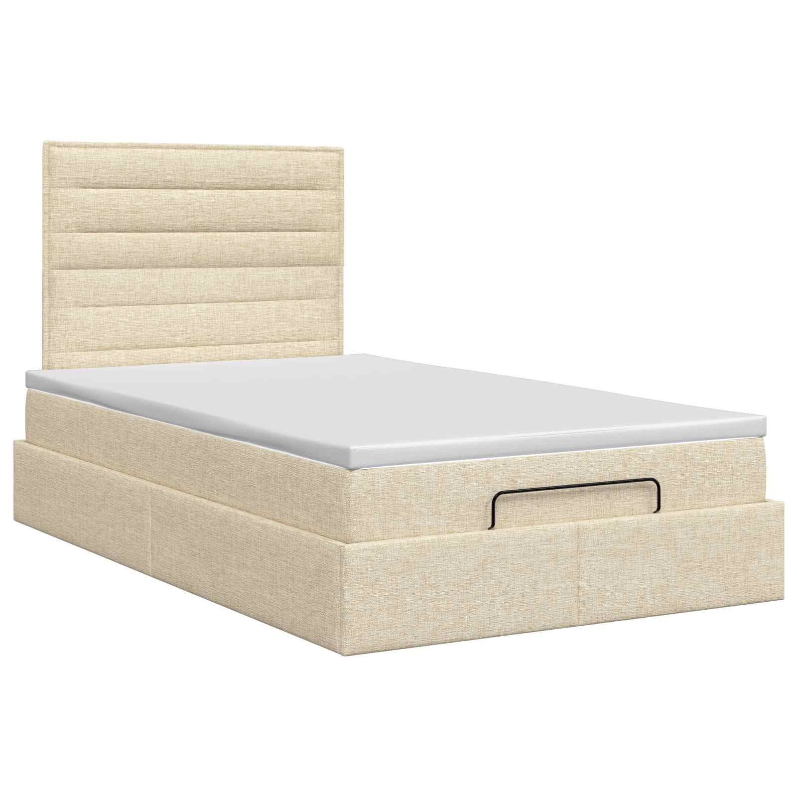 vidaXL Łóżko ottoman z materacem kremowy 120 x 190 cm tkanina