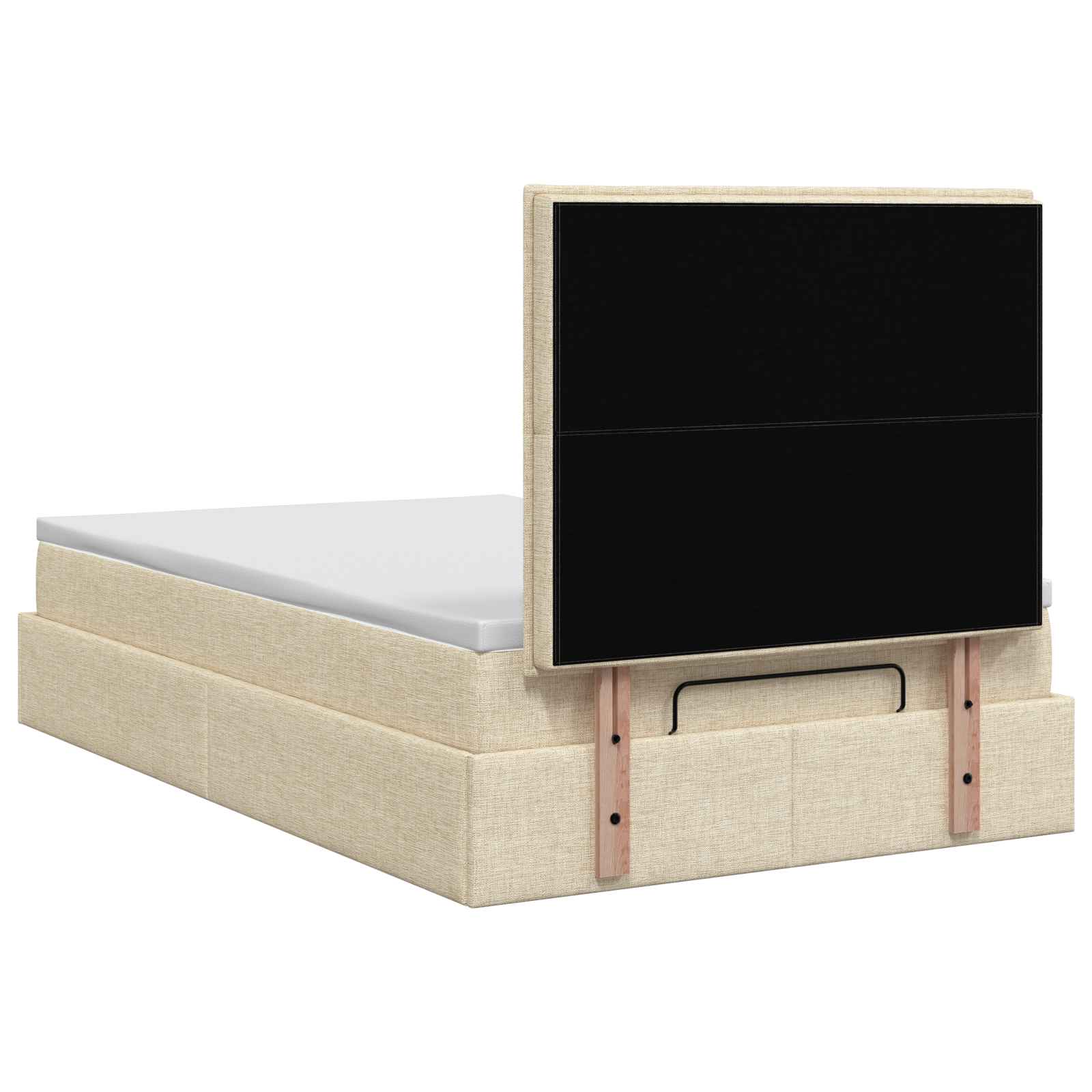 vidaXL Łóżko ottoman z materacem kremowy 120 x 190 cm tkanina