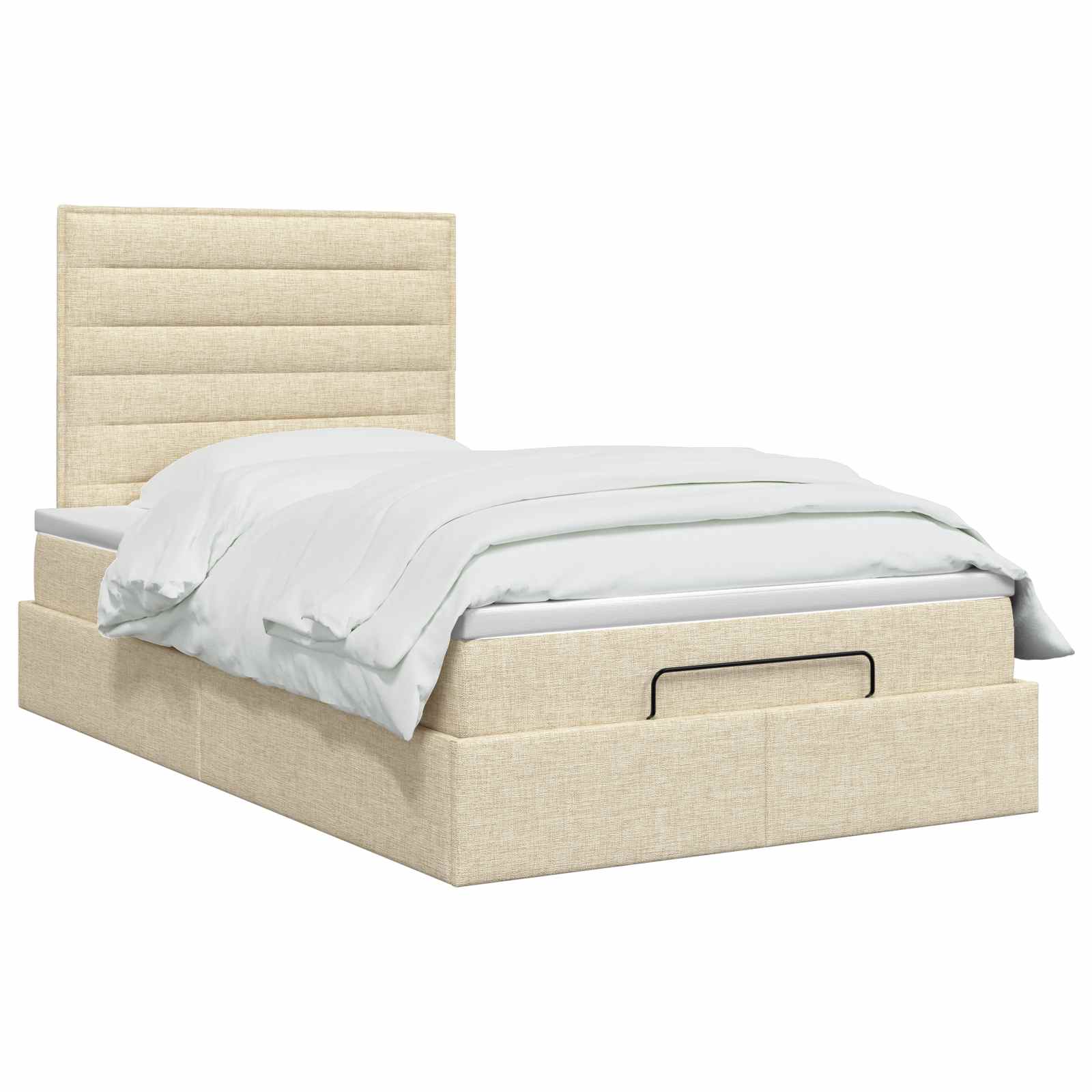 vidaXL Łóżko ottoman z materacem kremowy 120 x 190 cm tkanina
