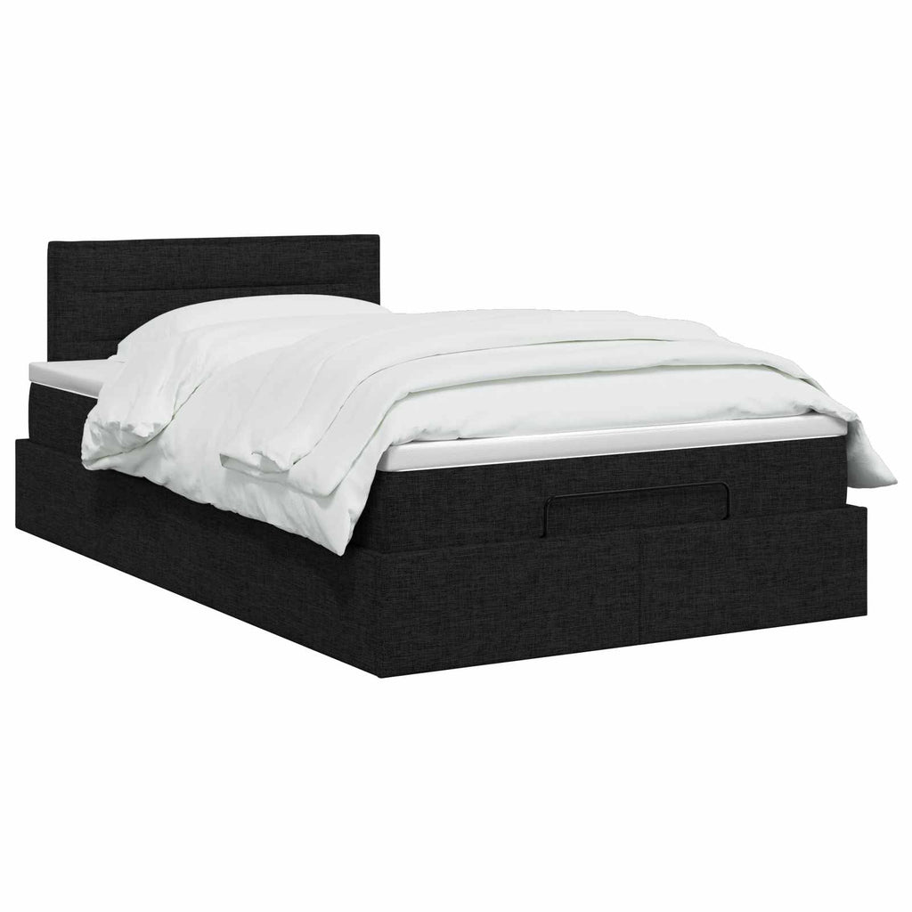 vidaXL Łóżko ottoman z materacem Czarny 120 x 200 cm tkanina