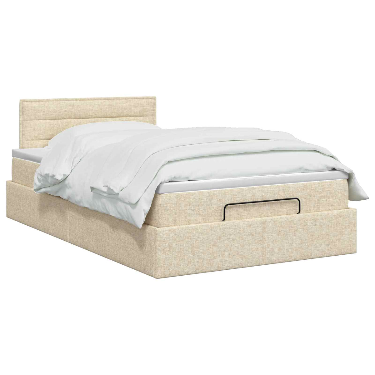 vidaXL Łóżko ottoman z materacem kremowy 120 x 200 cm tkanina