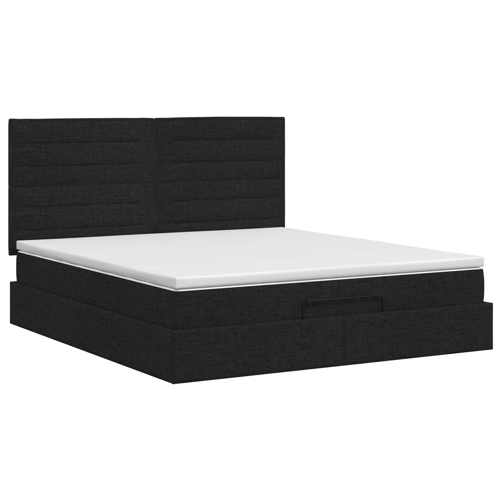 vidaXL Łóżko ottoman z materacem Czarny 140 x 190 cm tkanina
