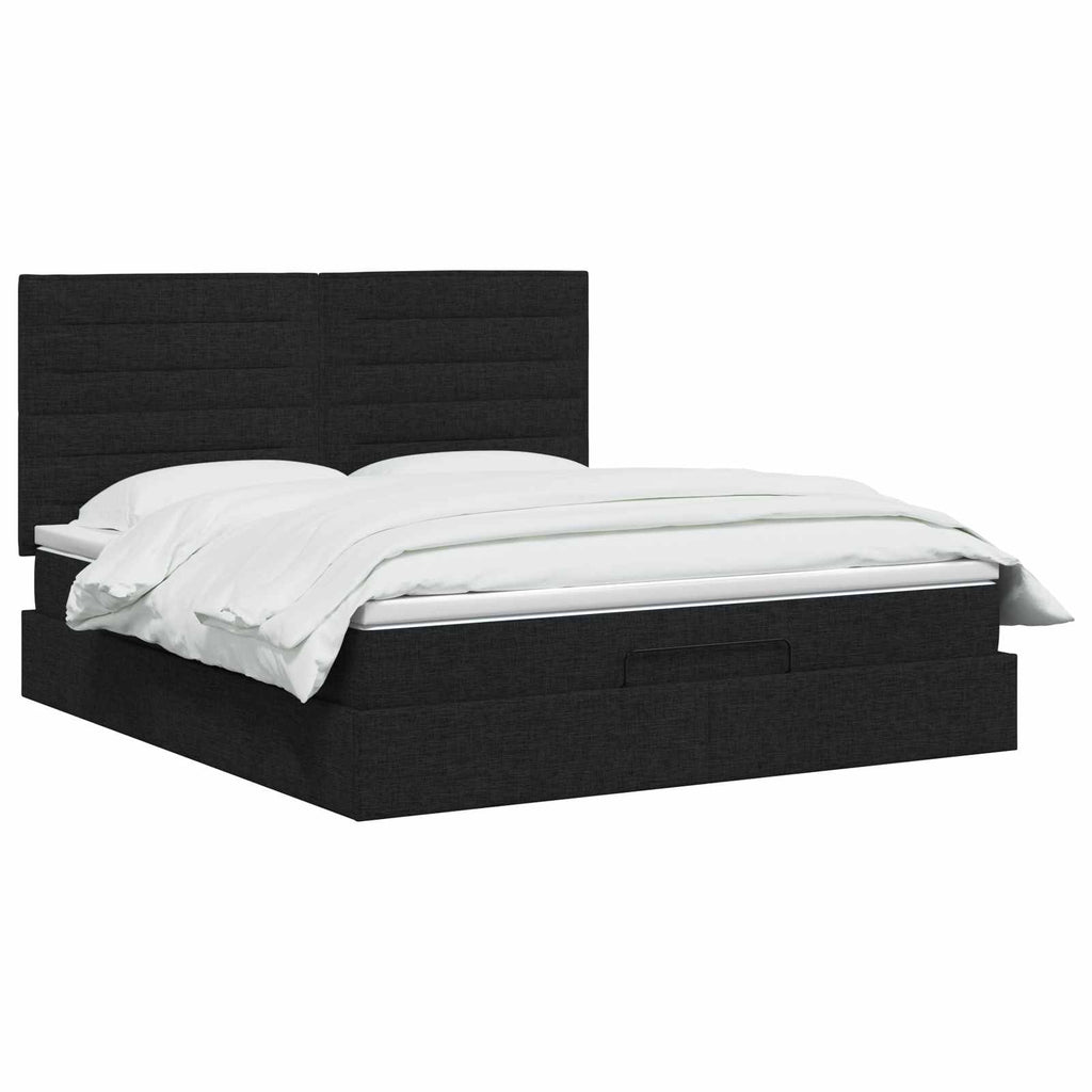 vidaXL Łóżko ottoman z materacem Czarny 140 x 200 cm tkanina