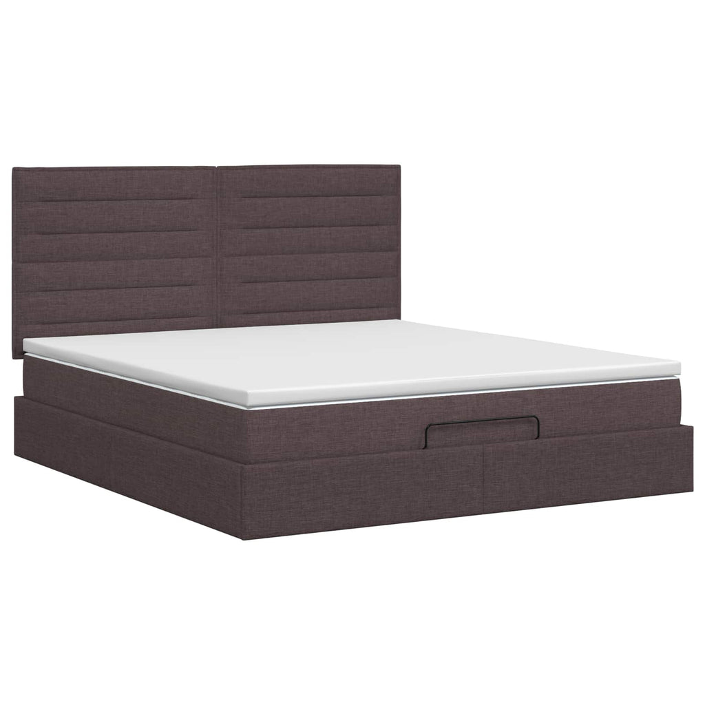 vidaXL Łóżko ottoman z materacem Ciemny brąz 140 x 200 cm tkanina