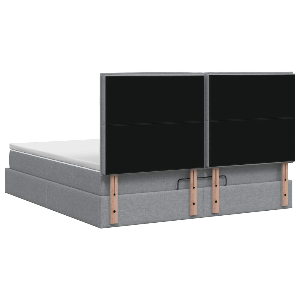 vidaXL Łóżko ottoman z materacem jasnoszary 180 x 200 cm tkanina