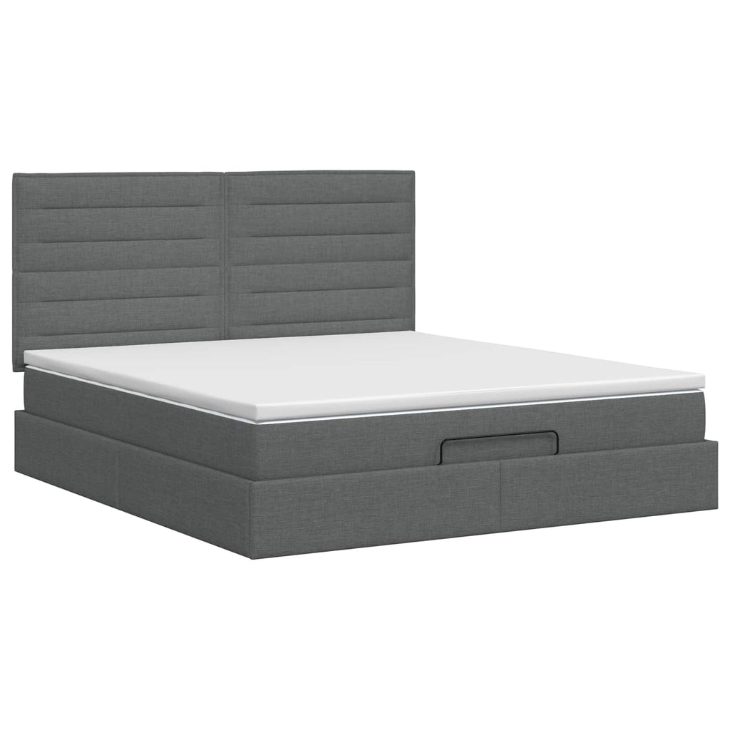 vidaXL Łóżko ottoman z materacem ciemnoszary 180 x 200 cm tkanina