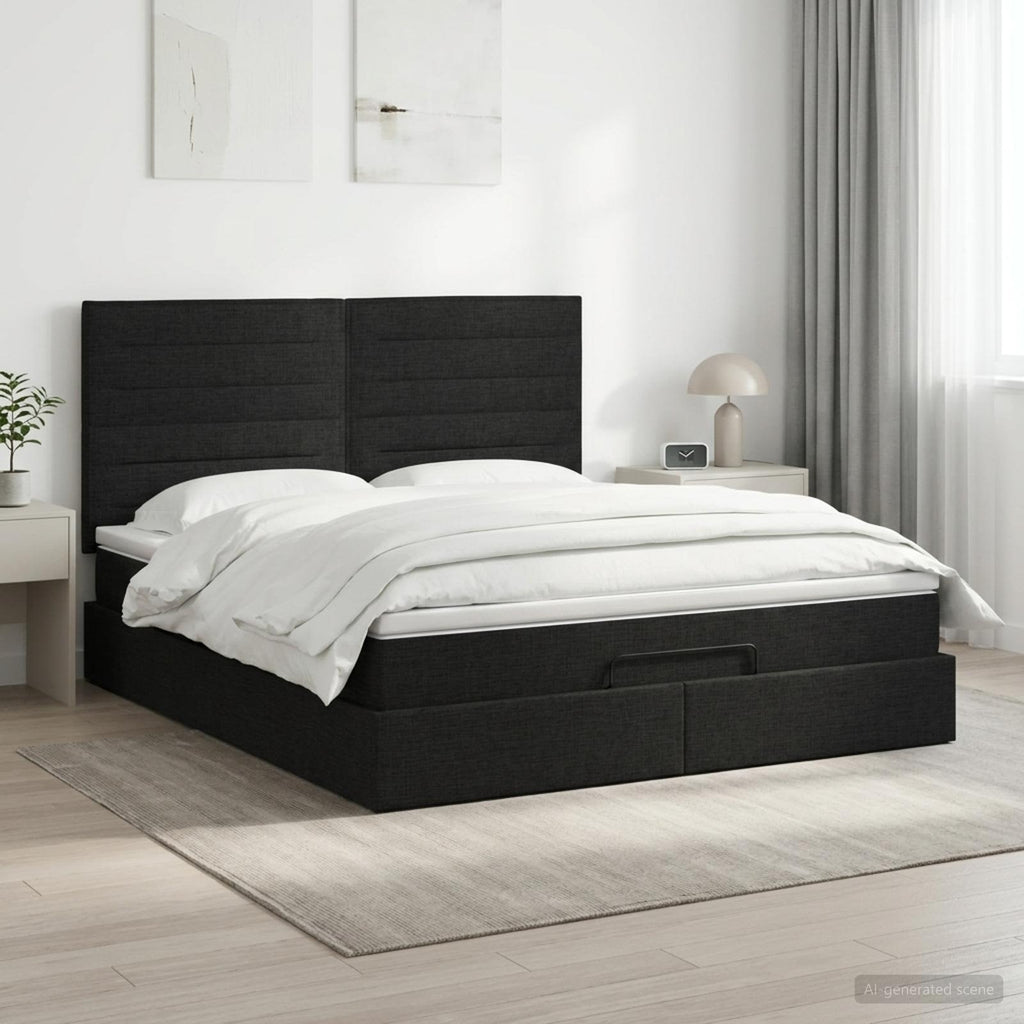 vidaXL Łóżko ottoman z materacem Czarny 140 x 200 cm tkanina