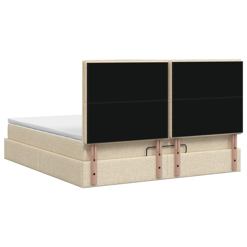 vidaXL Łóżko ottoman z materacem kremowy 180 x 200 cm tkanina