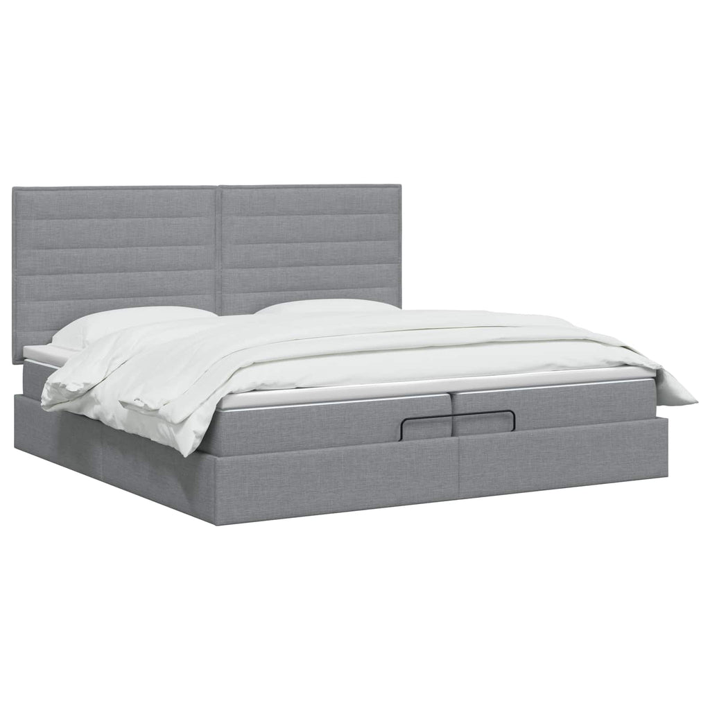 vidaXL Łóżko ottoman z materacem jasnoszary 200 x 200 cm tkanina