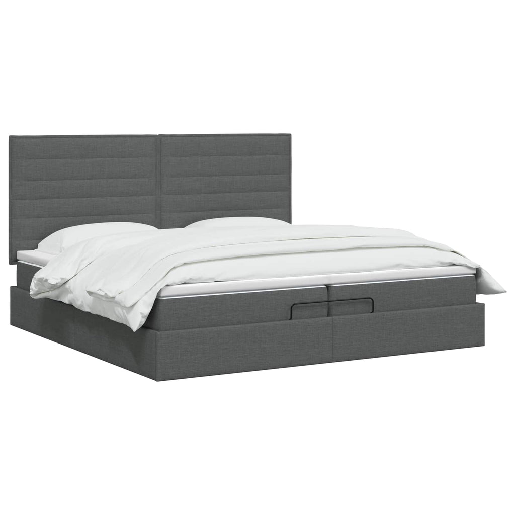 vidaXL Łóżko ottoman z materacem ciemnoszary 200 x 200 cm tkanina