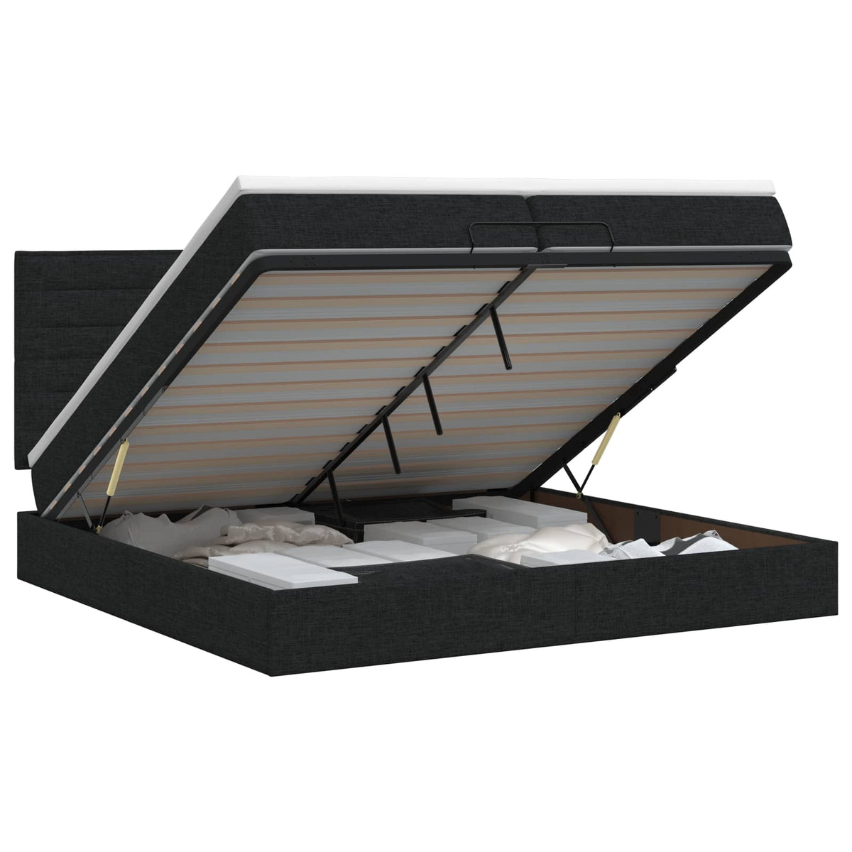 vidaXL Łóżko ottoman z materacem Czarny 200 x 200 cm tkanina