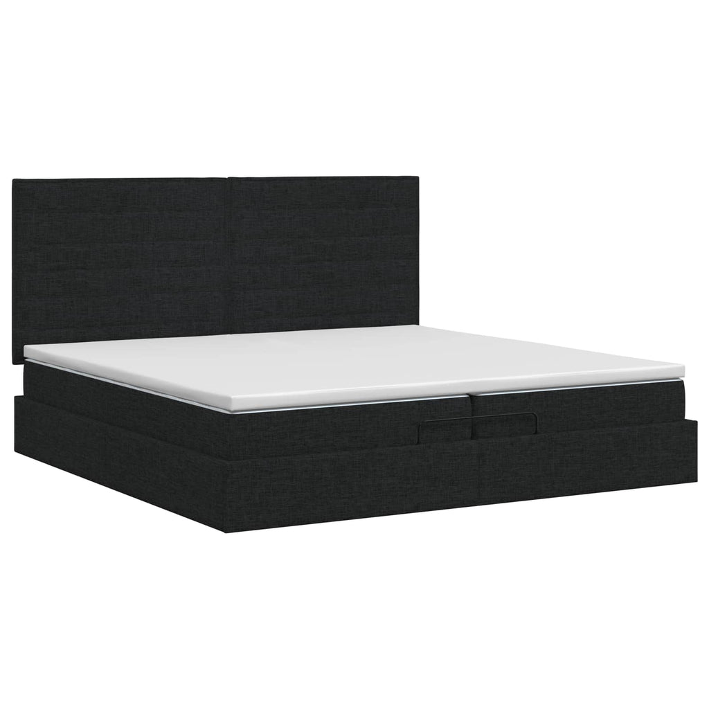 vidaXL Łóżko ottoman z materacem Czarny 200 x 200 cm tkanina