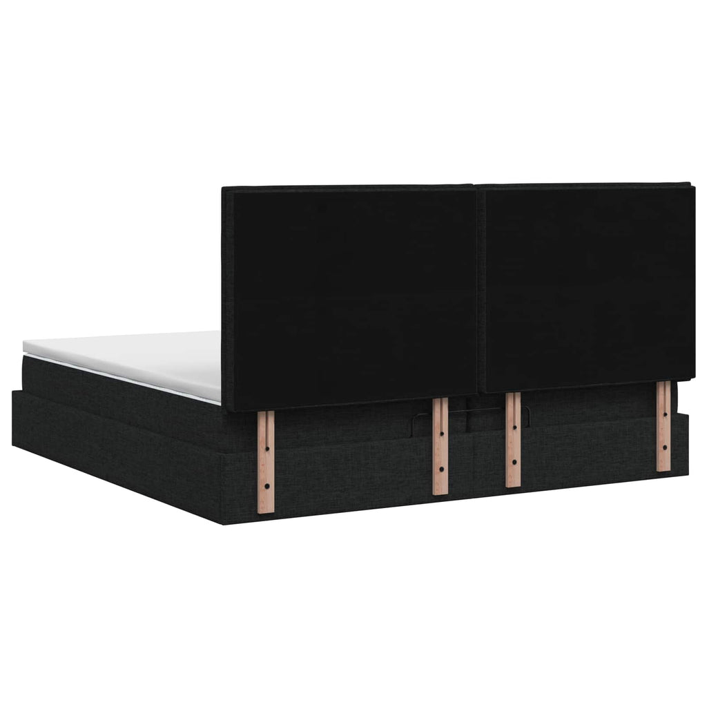vidaXL Łóżko ottoman z materacem Czarny 200 x 200 cm tkanina