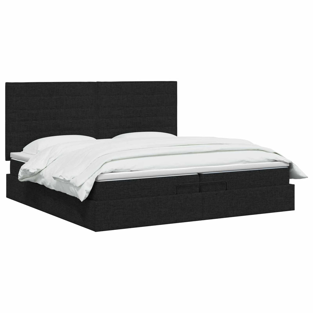 vidaXL Łóżko ottoman z materacem Czarny 200 x 200 cm tkanina