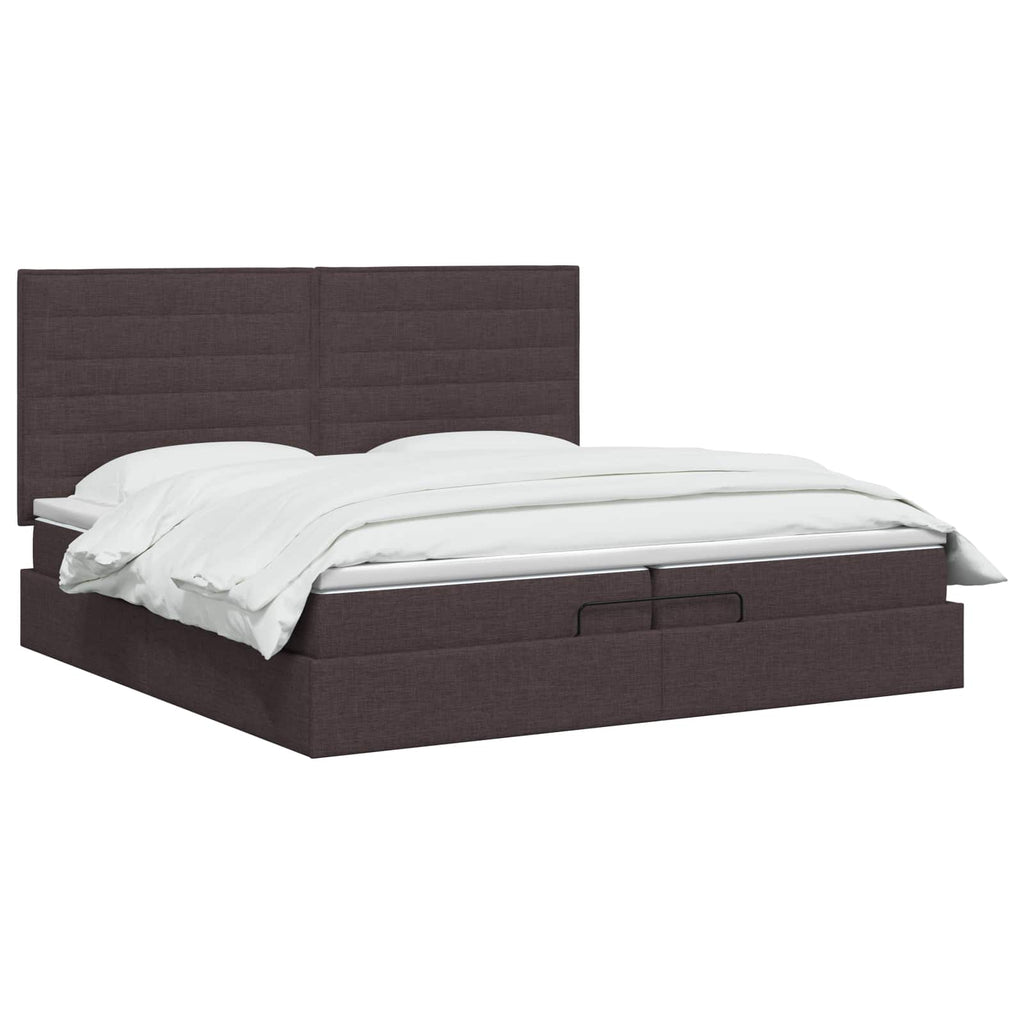 vidaXL Łóżko ottoman z materacem Ciemny brąz 200 x 200 cm tkanina