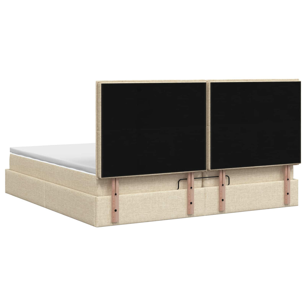 vidaXL Łóżko ottoman z materacem kremowy 200 x 200 cm tkanina