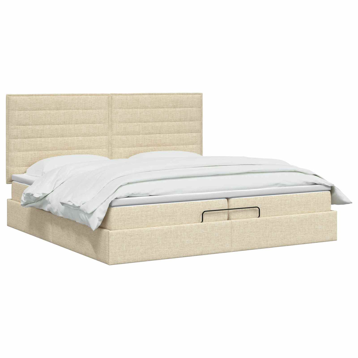 vidaXL Łóżko ottoman z materacem kremowy 200 x 200 cm tkanina