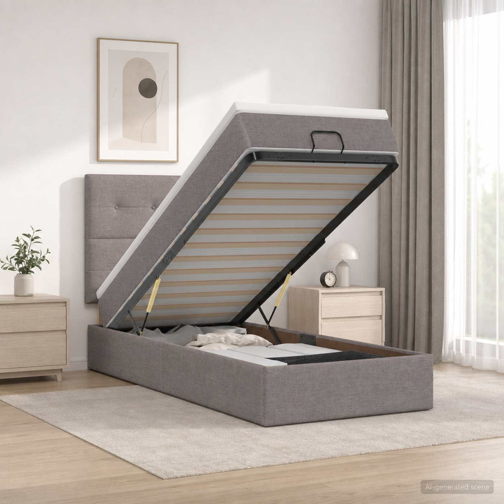 vidaXL Łóżko z pojemnikiem i materacem LED Ciemnoszary 100 x 200 cm