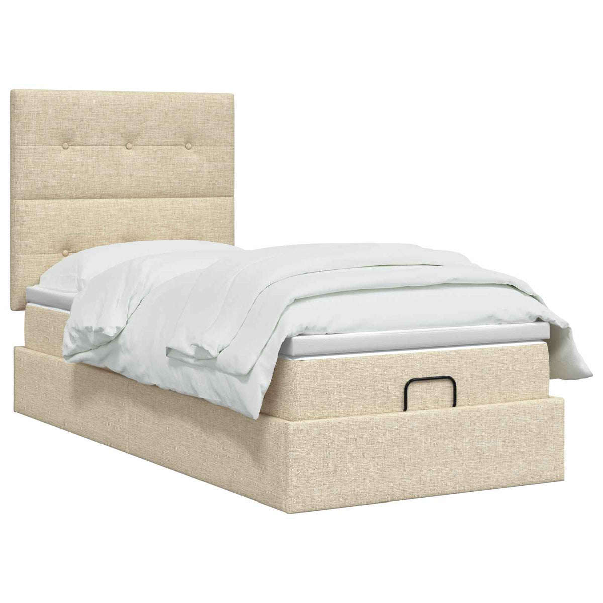 vidaXL Łóżko ottoman z materacem kremowy 90 x 190 cm tkanina