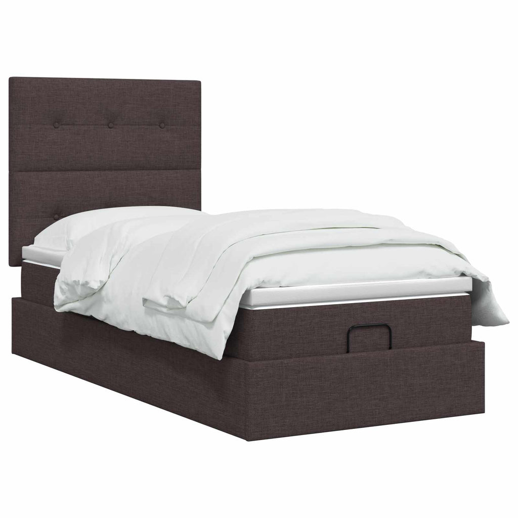 vidaXL Łóżko ottoman z materacem Ciemny brąz 90 x 200 cm tkanina
