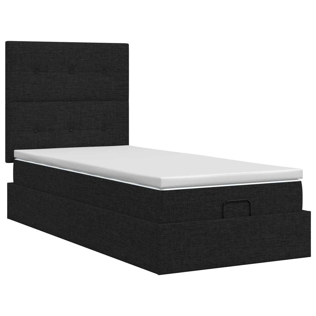 vidaXL Łóżko ottoman z materacem Czarny 100 x 200 cm tkanina