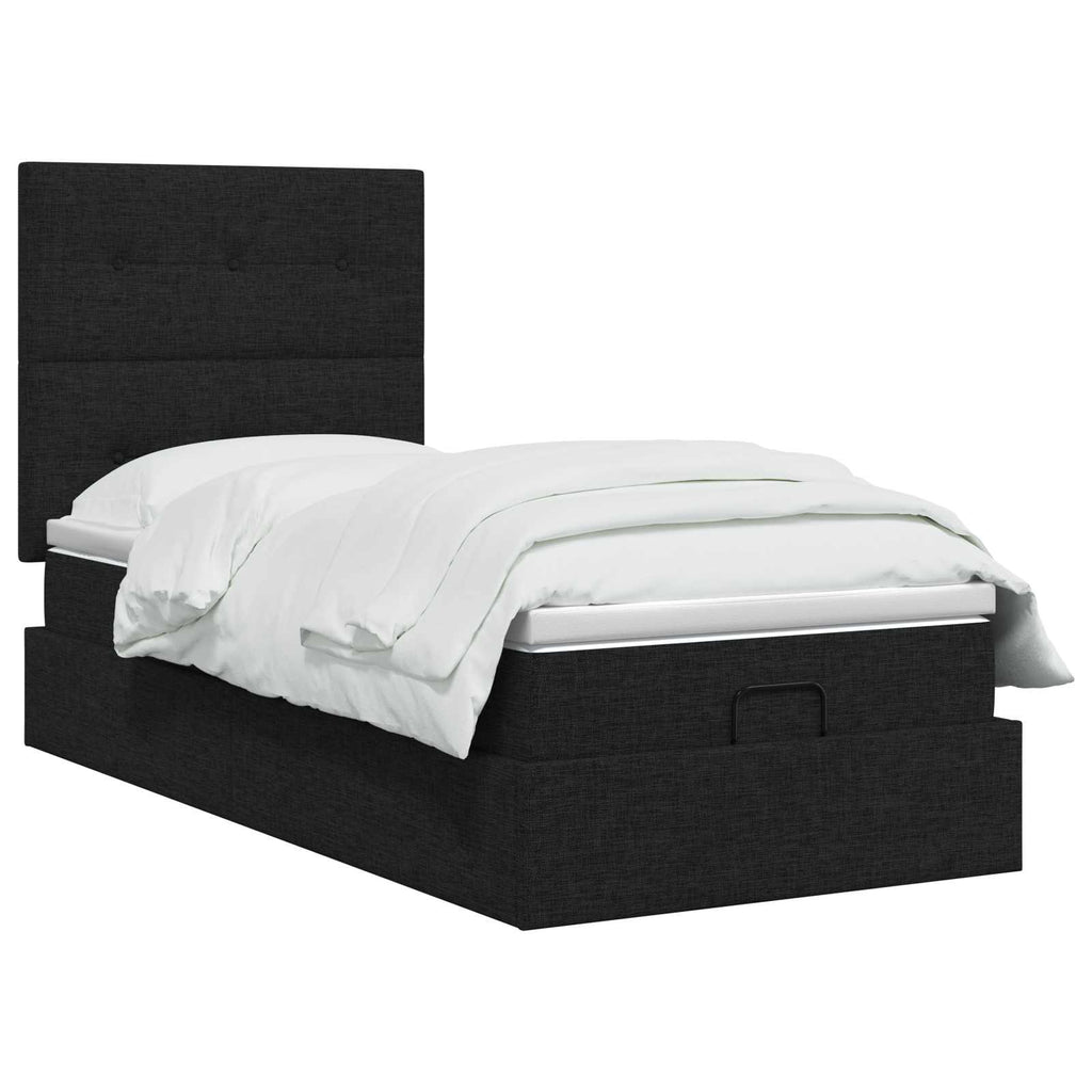 vidaXL Łóżko ottoman z materacem Czarny 100 x 200 cm tkanina