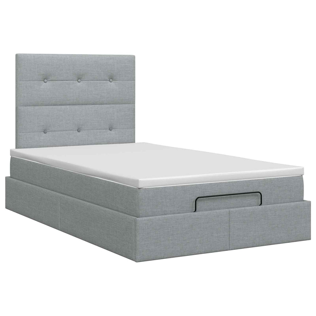 vidaXL Łóżko ottoman z materacem jasnoszary 120 x 190 cm tkanina