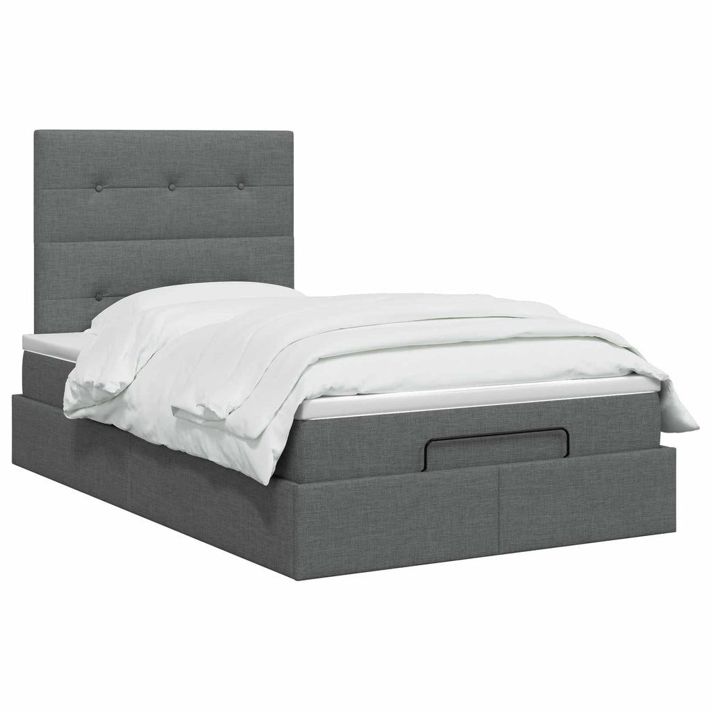 vidaXL Łóżko ottoman z materacem ciemnoszary 120 x 190 cm tkanina
