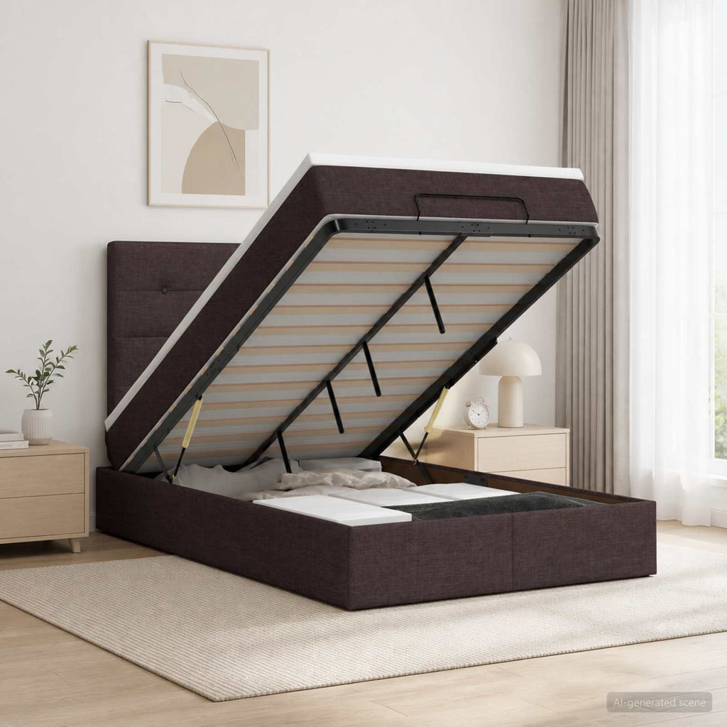 vidaXL Łóżko ottoman z materacem Ciemny brąz 120 x 190 cm tkanina