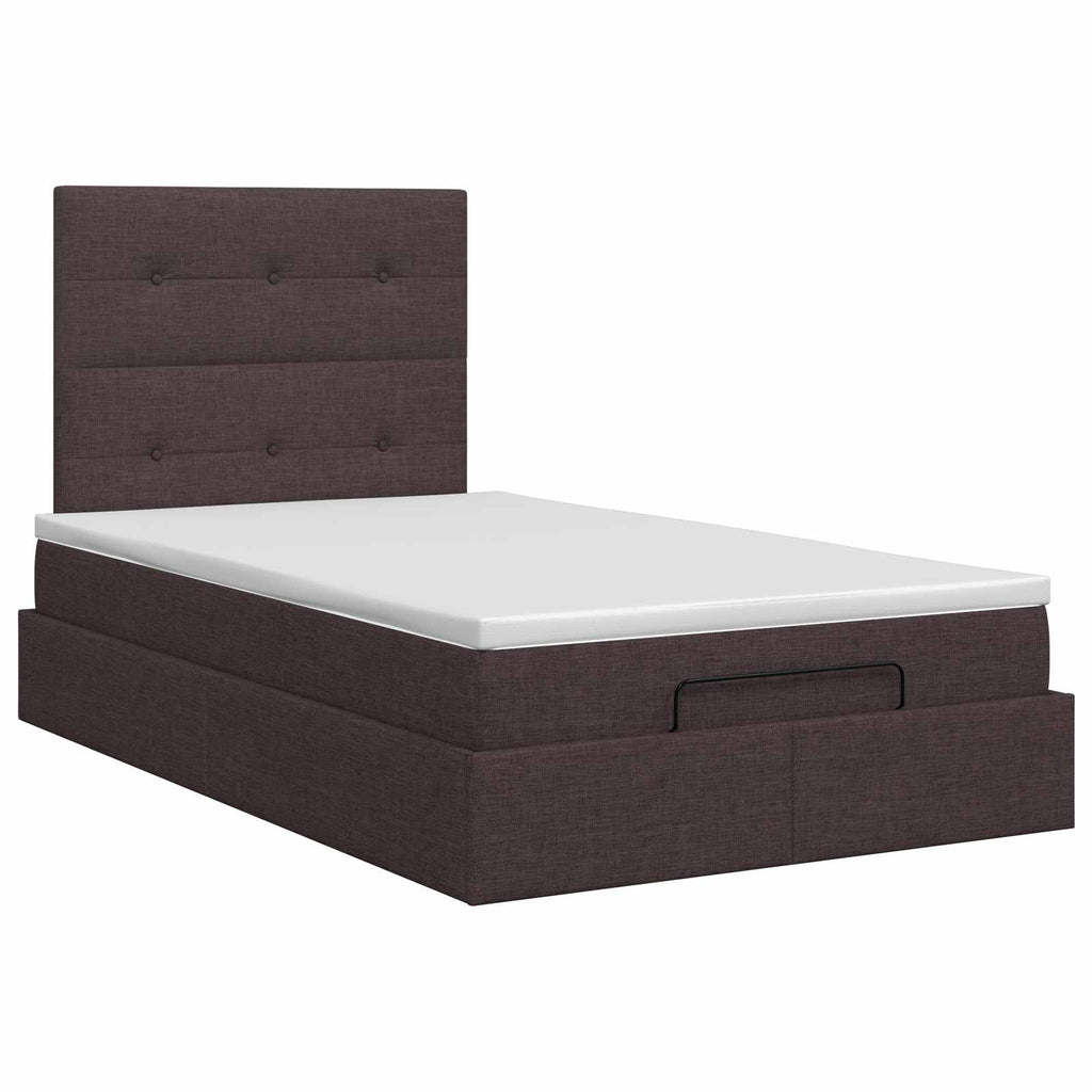 vidaXL Łóżko ottoman z materacem Ciemny brąz 120 x 190 cm tkanina
