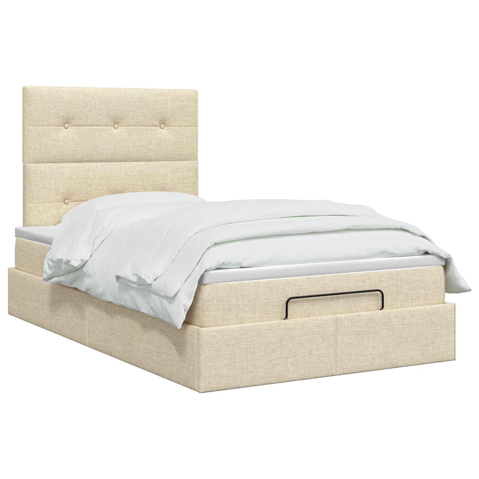 vidaXL Łóżko ottoman z materacem kremowy 120 x 190 cm tkanina