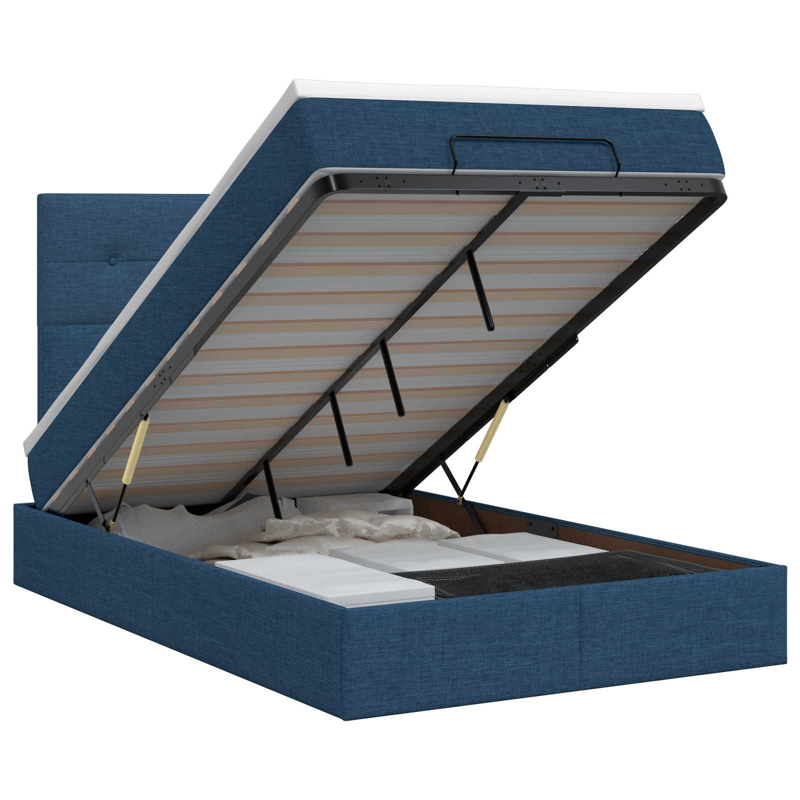 vidaXL Łóżko ottoman z materacem niebieski 120 x 190 cm tkanina