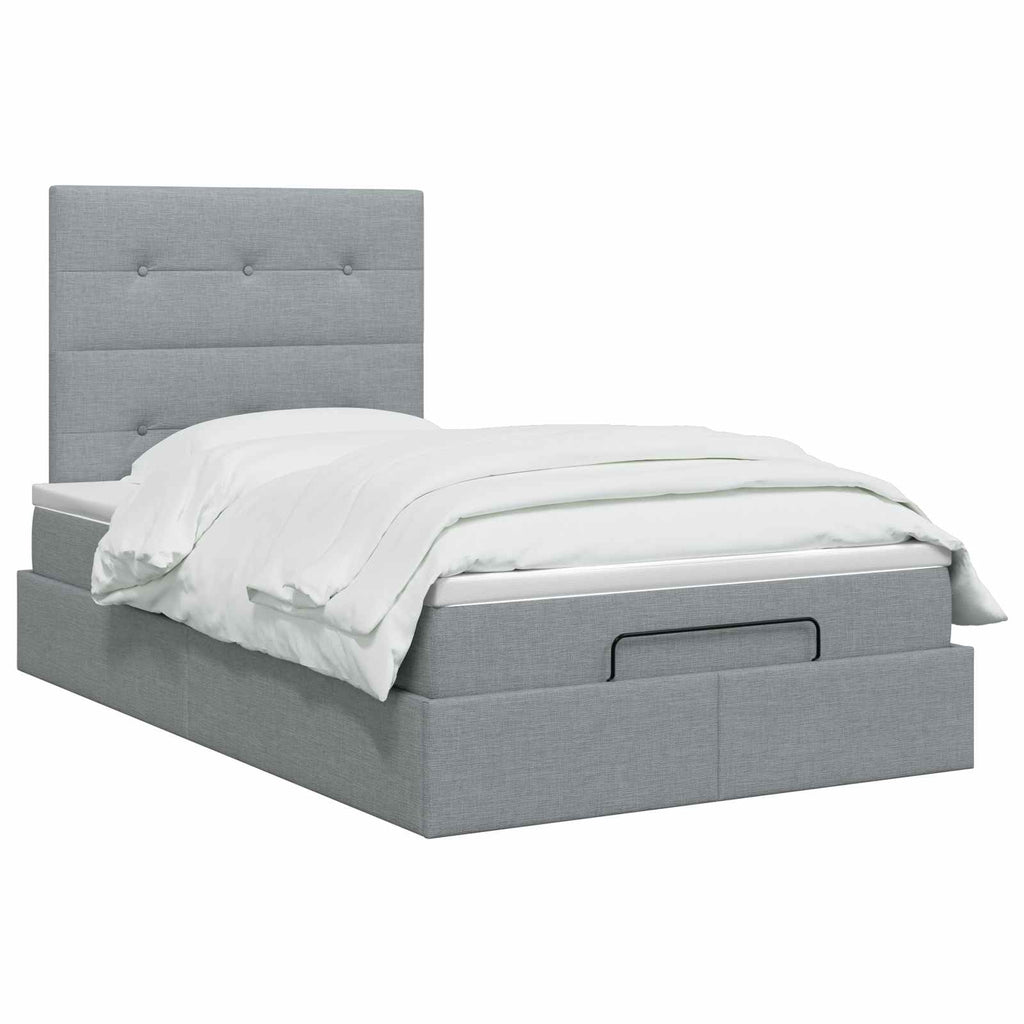 vidaXL Łóżko ottoman z materacem jasnoszary 120 x 200 cm tkanina