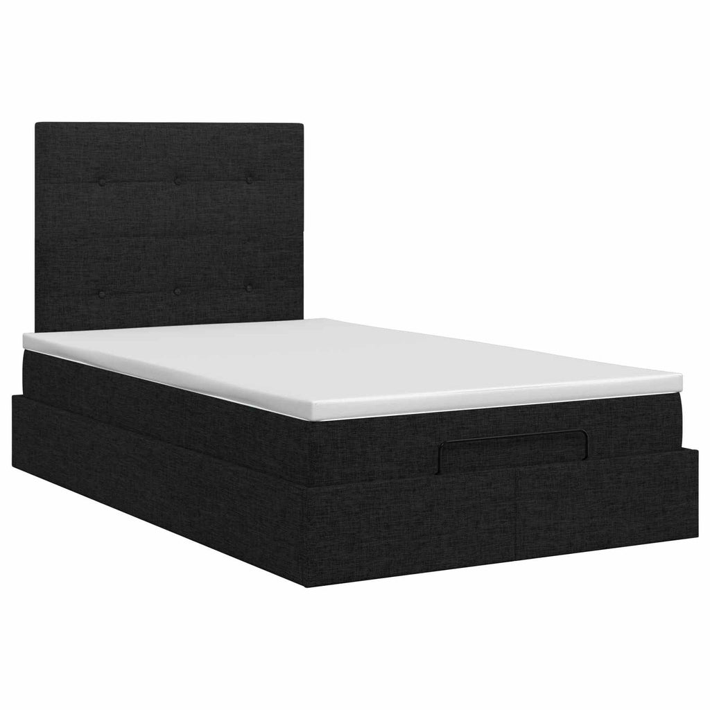 vidaXL Łóżko ottoman z materacem Czarny 120 x 200 cm tkanina