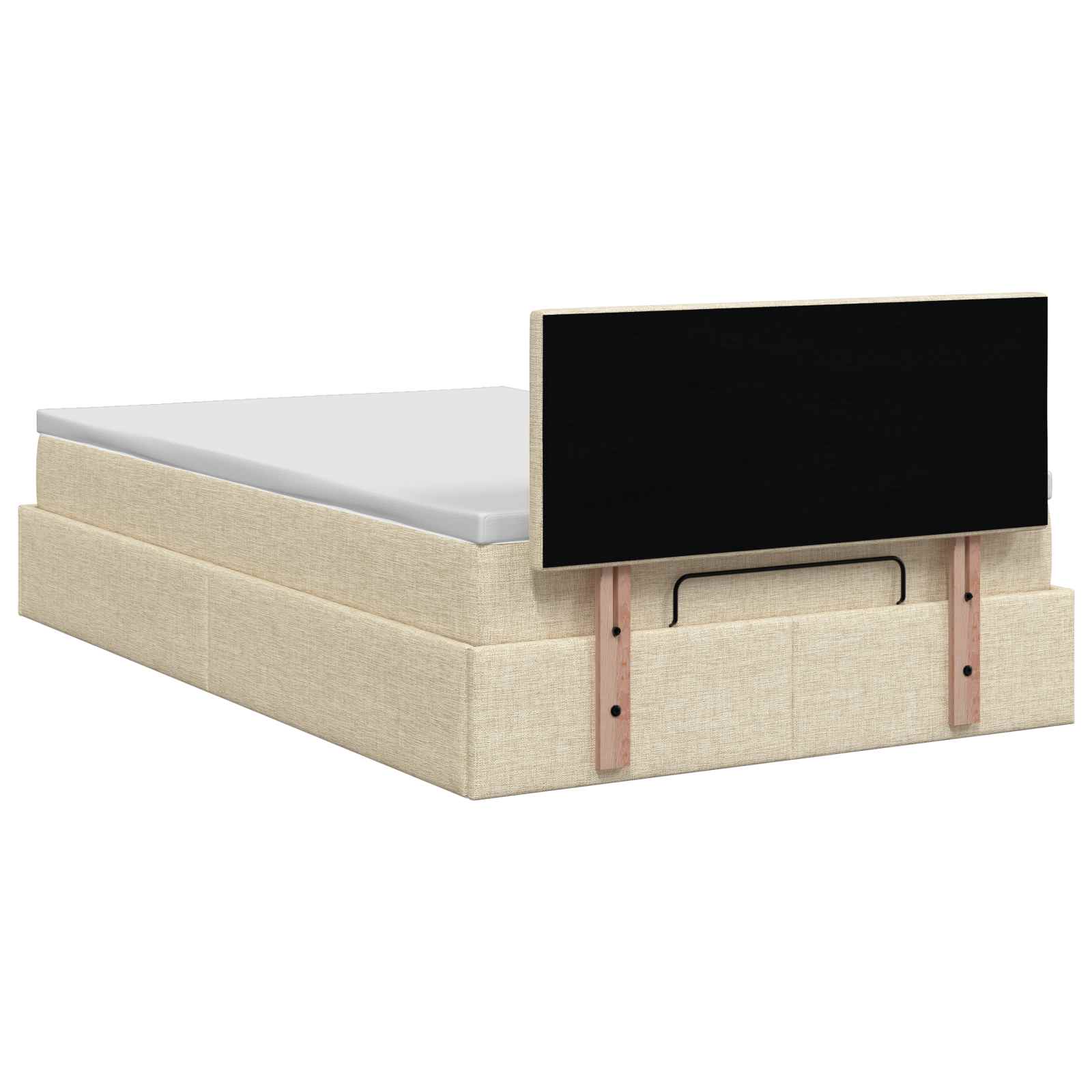 vidaXL Łóżko ottoman z materacem kremowy 120 x 200 cm tkanina