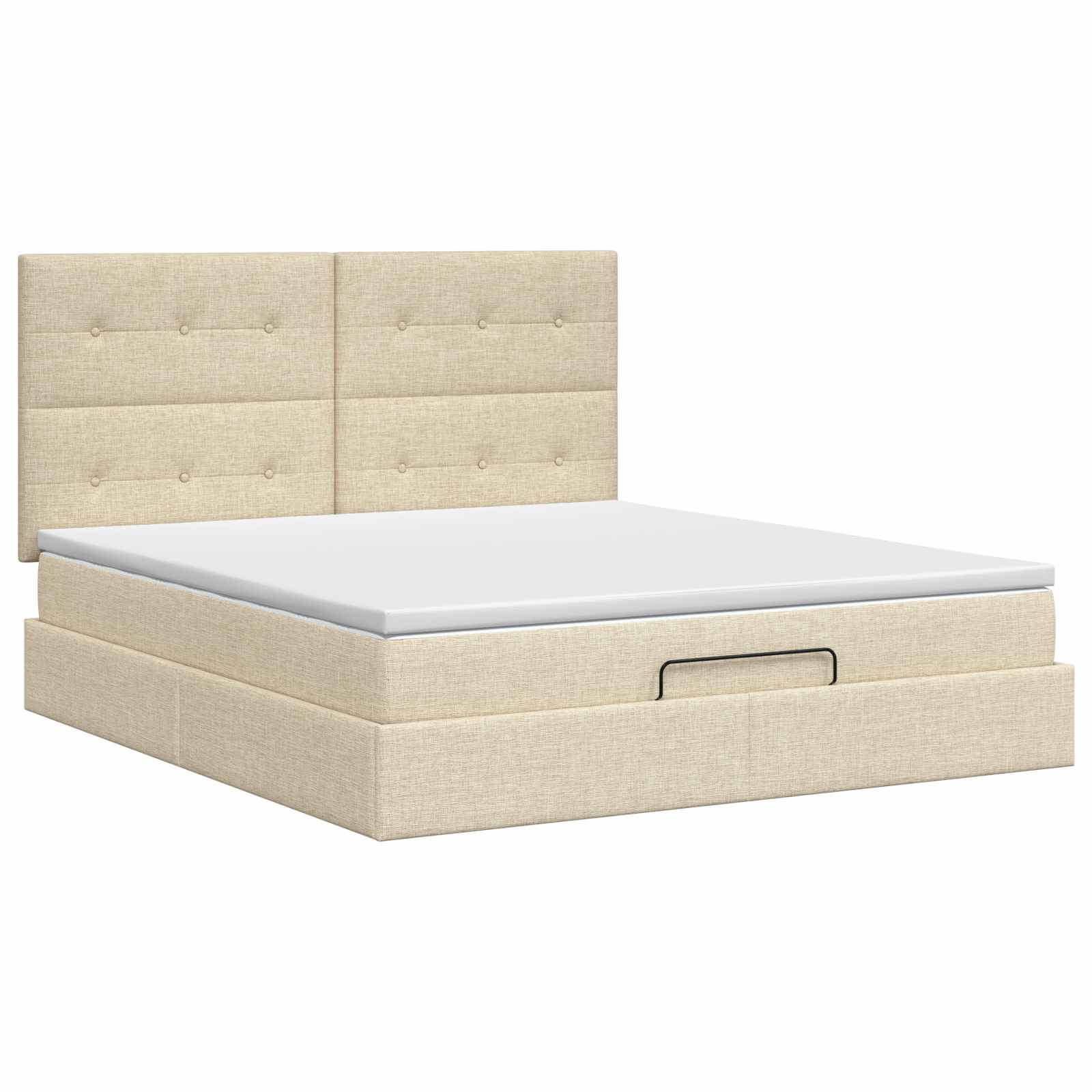 vidaXL Łóżko ottoman z materacem kremowy 140 x 190 cm tkanina
