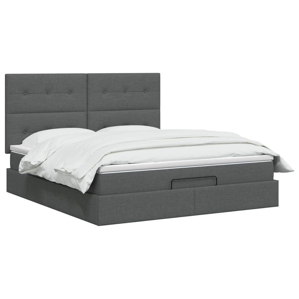 vidaXL Łóżko ottoman z materacem ciemnoszary 140 x 200 cm tkanina
