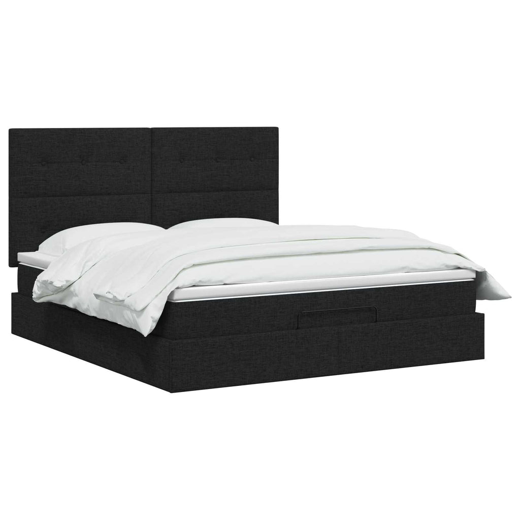 vidaXL Łóżko ottoman z materacem Czarny 140 x 200 cm tkanina