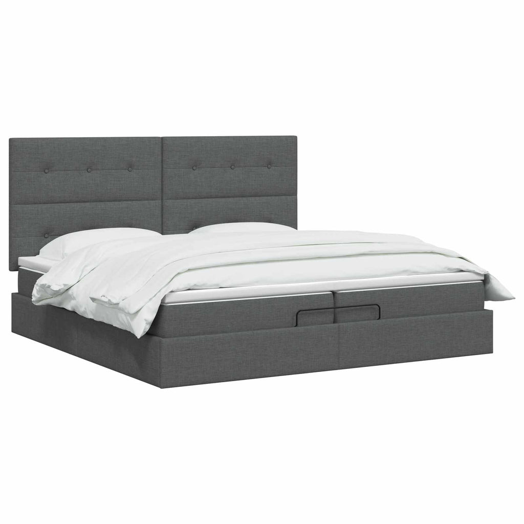 vidaXL Łóżko ottoman z materacem ciemnoszary 200 x 200 cm tkanina