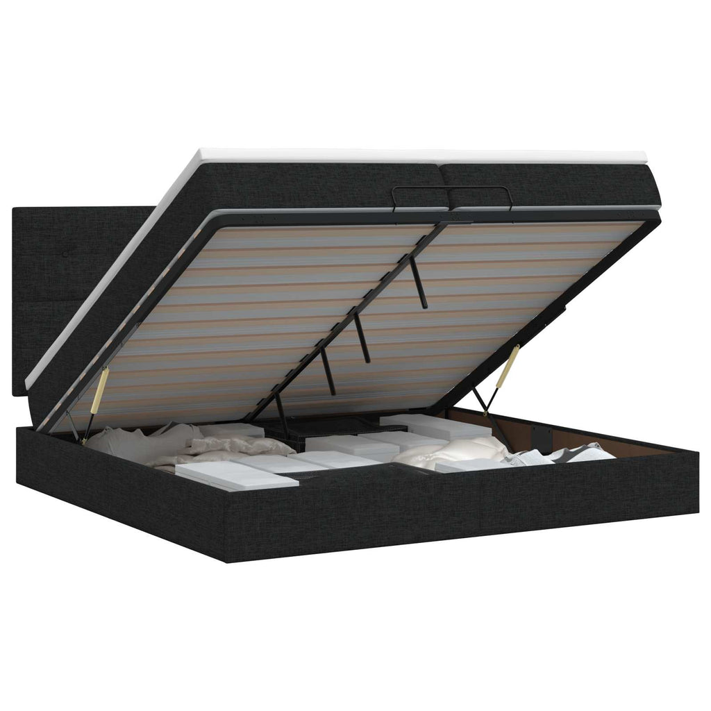 vidaXL Łóżko ottoman z materacem Czarny 200 x 200 cm tkanina