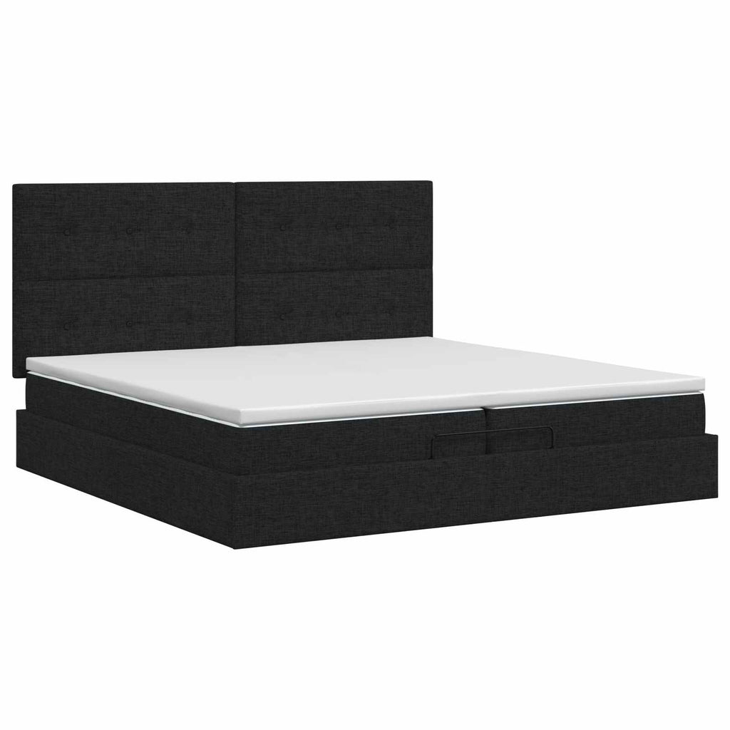 vidaXL Łóżko ottoman z materacem Czarny 200 x 200 cm tkanina