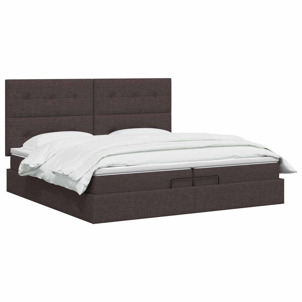 vidaXL Łóżko ottoman z materacem Ciemny brąz 200 x 200 cm tkanina