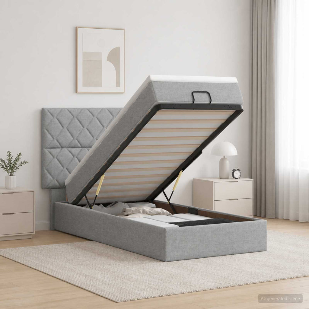 vidaXL Łóżko z pojemnikiem i materacem LED jasnoszary 80 x 200 cm