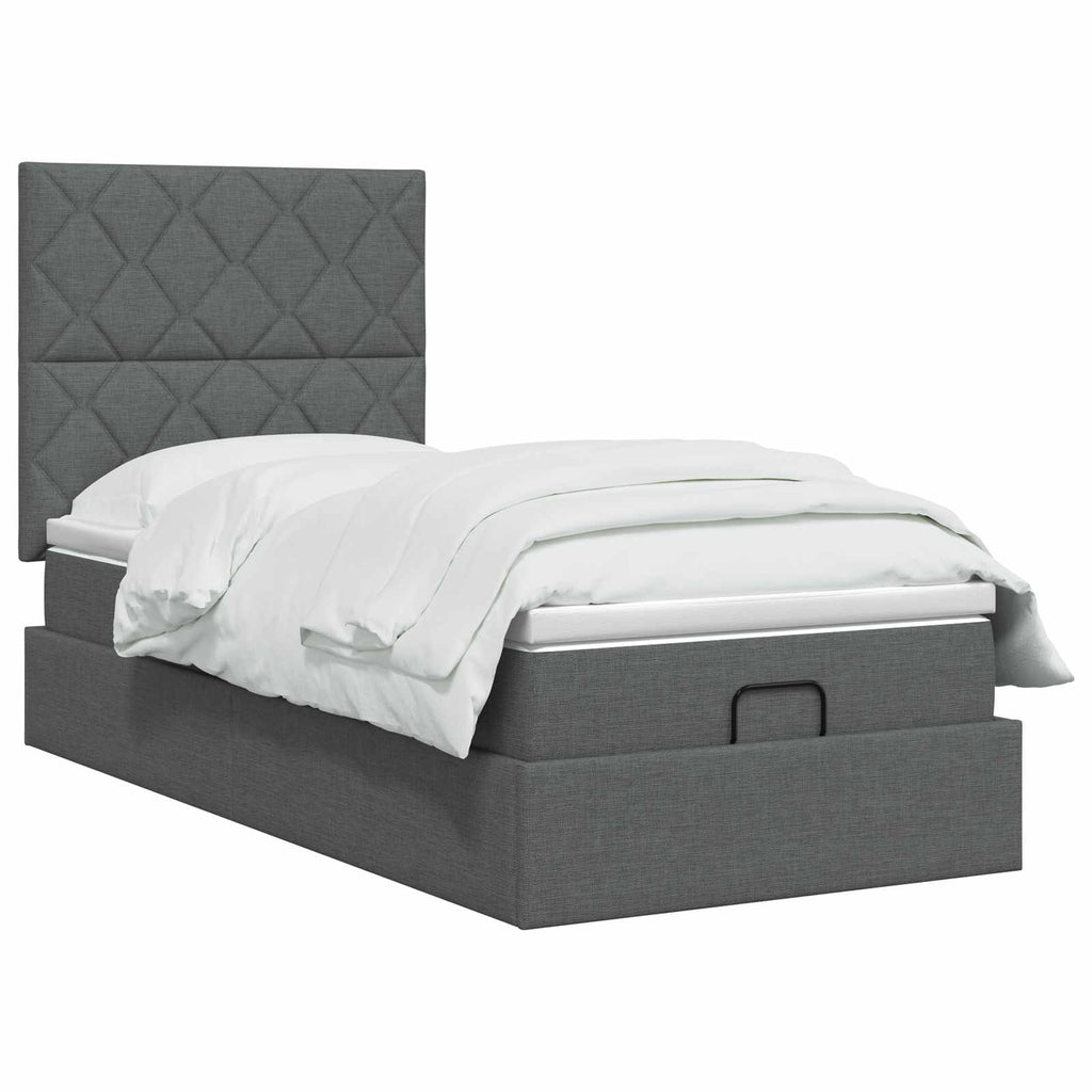 vidaXL Łóżko ottoman z materacem ciemnoszary 80 x 200 cm tkanina